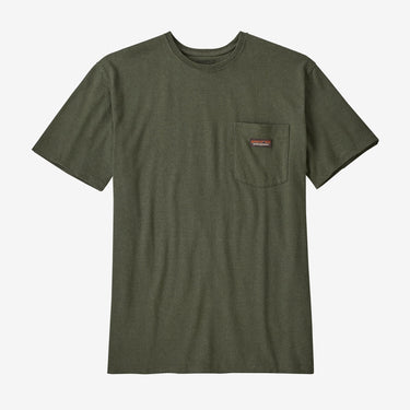 Patagonia Flying Fish Felt Patch Organic Pocket T-Shirt in Salvia Green, Xxs - Logo T-shirts - Organic Cotton